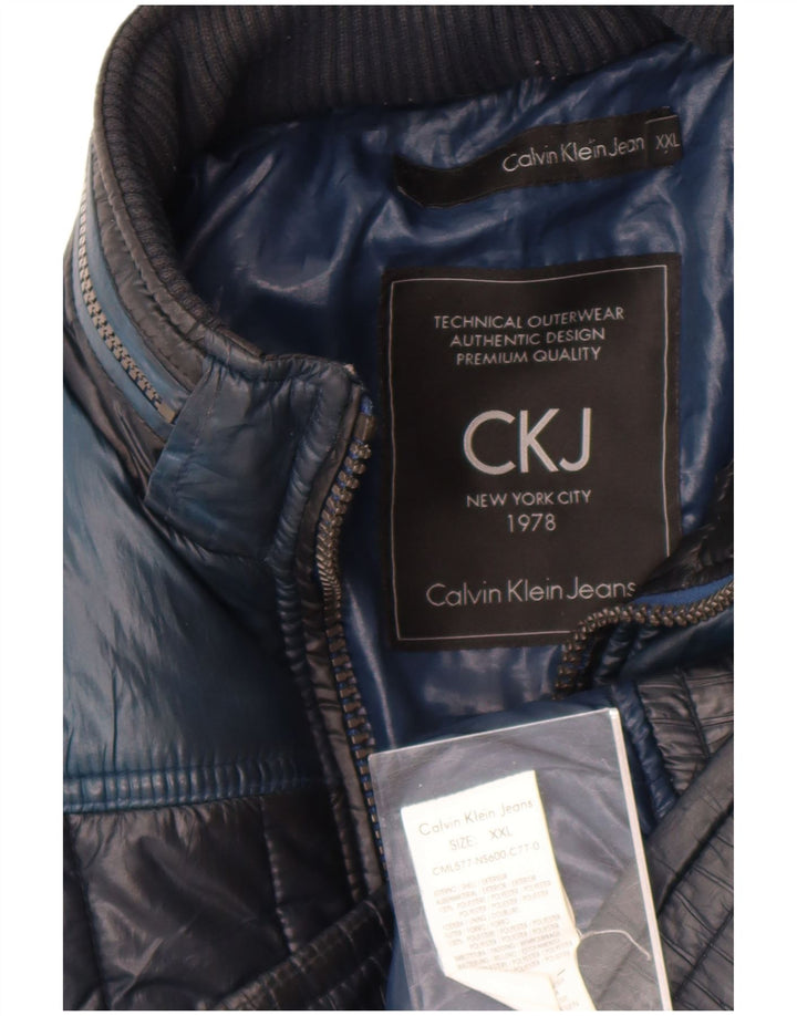 Мужская стеганая куртка Calvin Klein Jeans UK 44 2XL Темно-синий с цветными блоками