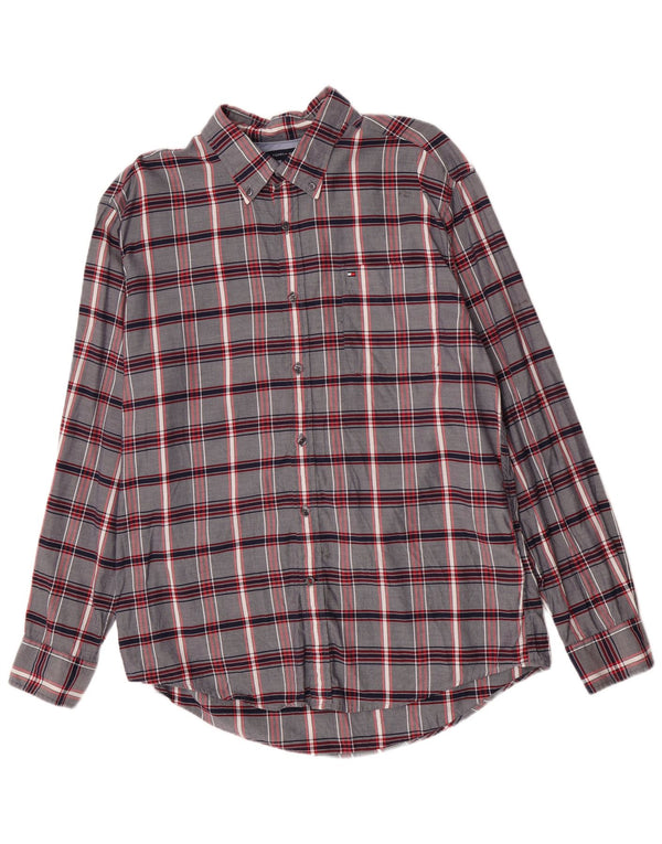 Tommy Hilfiger Mens Shirt XL Navy Blue Check Cotton