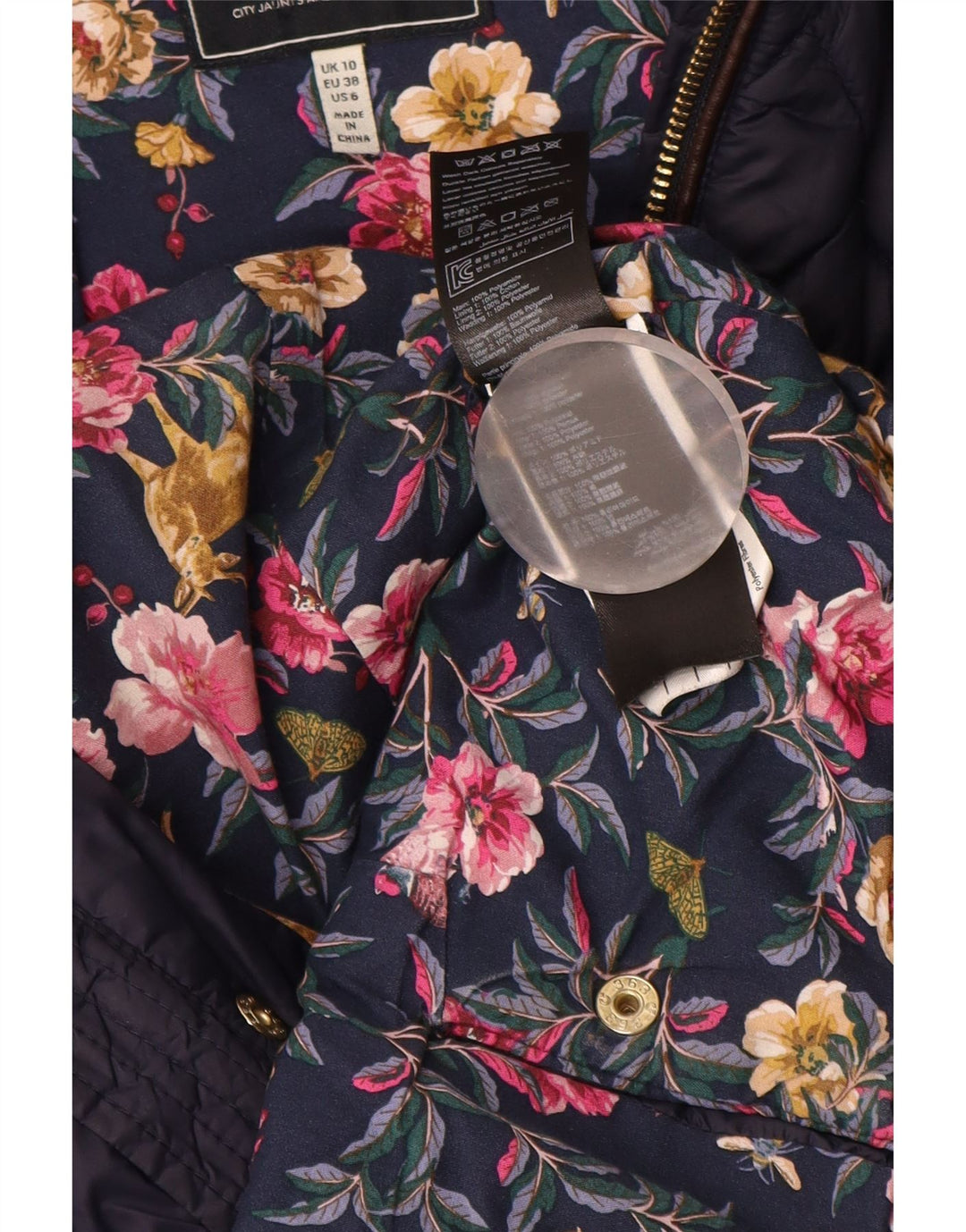 JOULES Женская стеганая куртка UK 10 маленькая темно-синяя полиамид