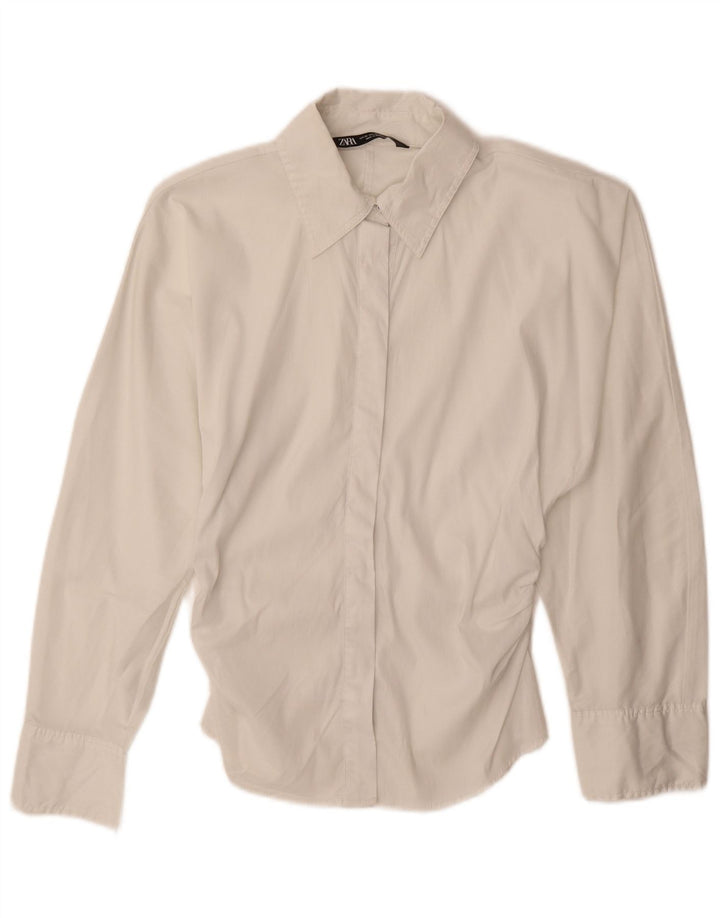 ZARA Womens Shirt Blouse UK 6 XS White Lyocell