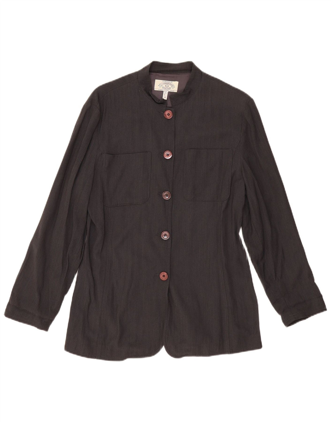 ARMANI JEANS Женский пиджак на 5 пуговицах UK 14 Большой Черный Вискоза