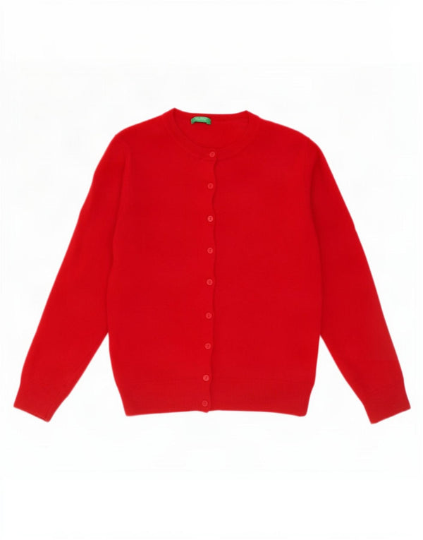 Женский укороченный кардиган Benetton UK 10, маленький красный из натуральной шерсти