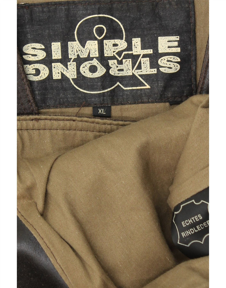 Мужской кожаный жилет VINTAGE XL коричневый кожаный