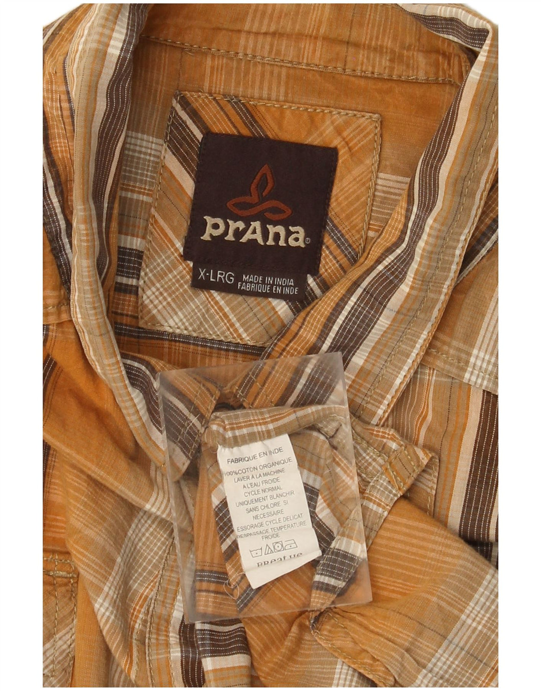 Мужская рубашка Prana XL, желтая клетка, хлопок