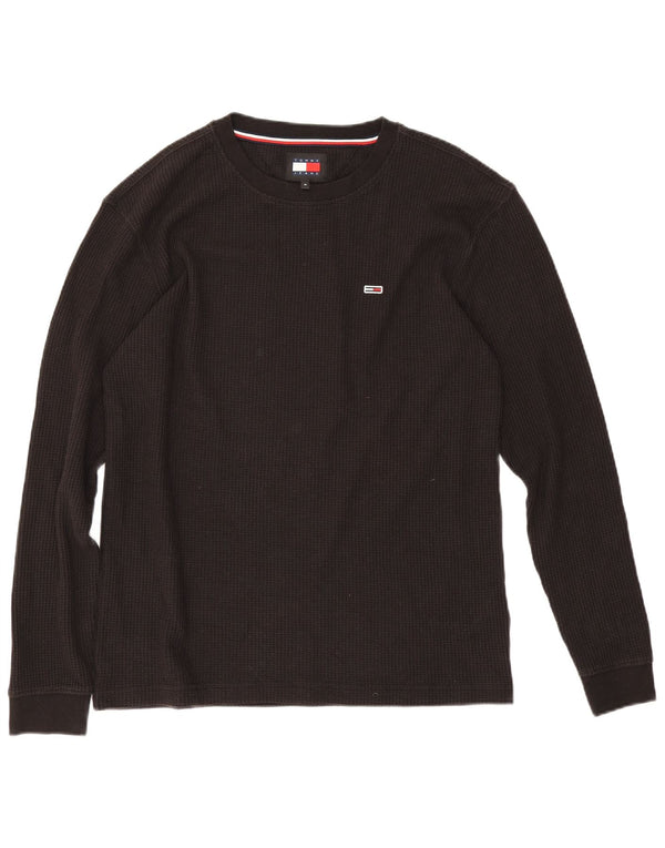 Tommy Hilfiger Мужской топ с длинным рукавом, средний черный хлопок