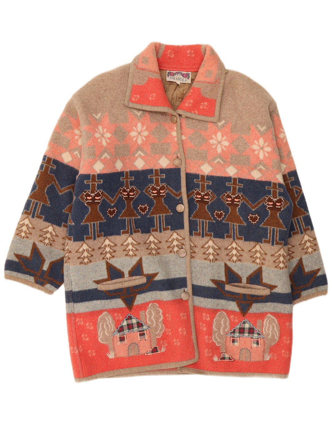 Женское пальто Amourelle UK 14, средний разноцветный, новинка Fair Isle