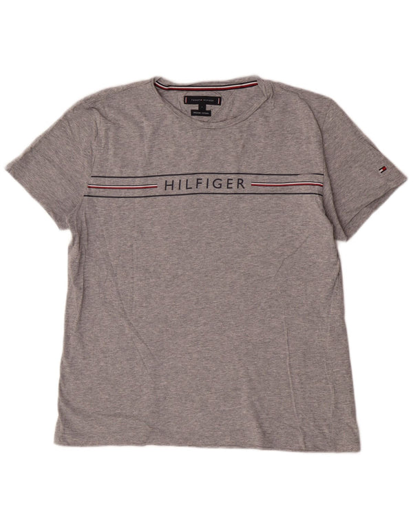 Tommy Hilfiger Женская футболка с короткими рукавами и рисунком, большой серый хлопок