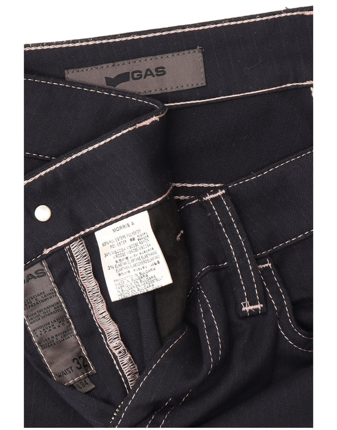 Женские прямые повседневные брюки GAS W32 L26 темно-синего цвета из полиэстера