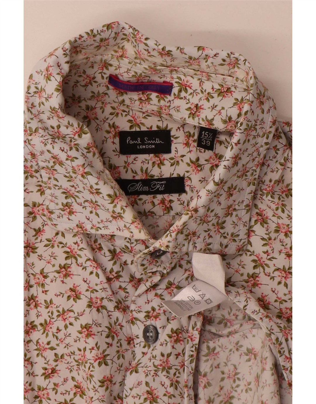 Мужская рубашка узкого кроя Paul Smith, размер 39 15 1/2, средняя, разноцветная с цветочным принтом