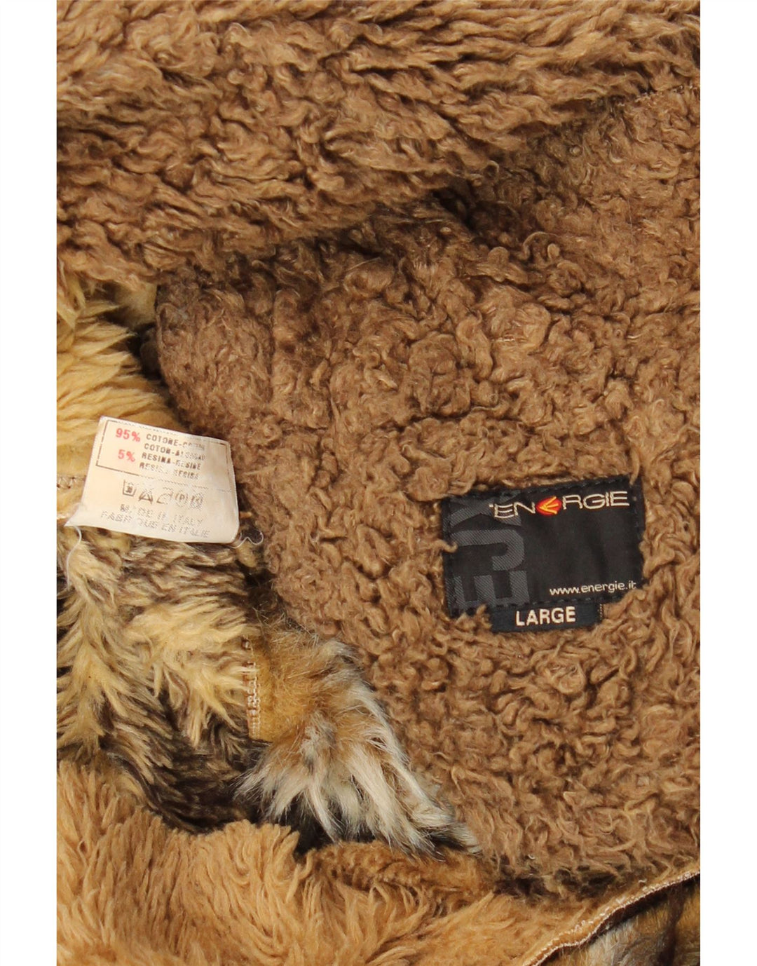 Мужская куртка-шерпа ENERGIE UK 40, большая коричневая лоскутная хлопковая ткань