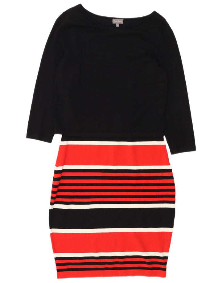 Женское платье-джемпер с рукавом 3/4 PHASE EIGHT, UK 10, маленькое черное в полоску