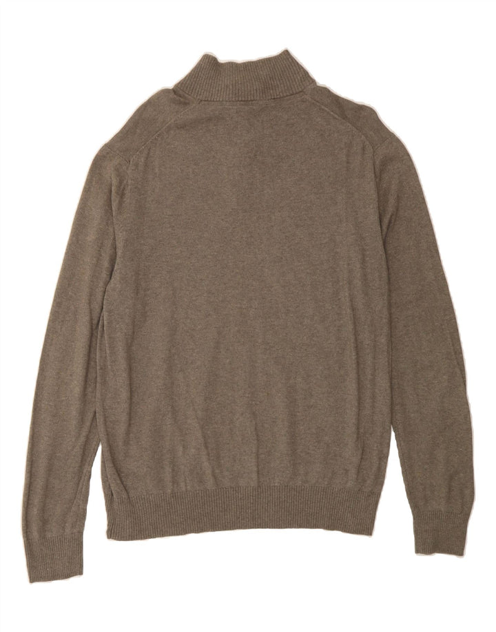 EDDIE BAUER Mens Zip Neck Jumper Sweater Medium Grey Cotton Vintage Eddie Bauer and Second-Hand Eddie Bauer from Messina Hembry 