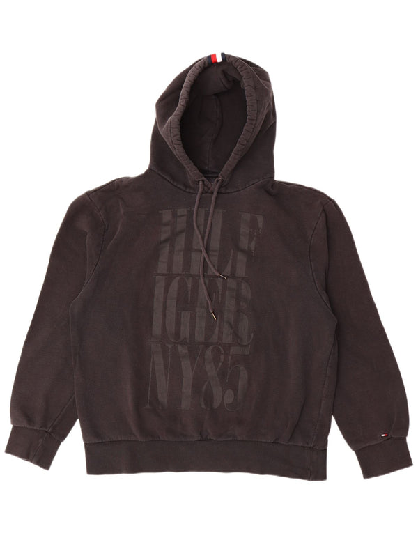 Женский джемпер с капюшоном с рисунком Tommy Hilfiger UK 16, большой черный хлопок