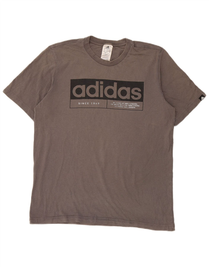 Adidas Мужская футболка с рисунком Верх среднего серого цвета из хлопка