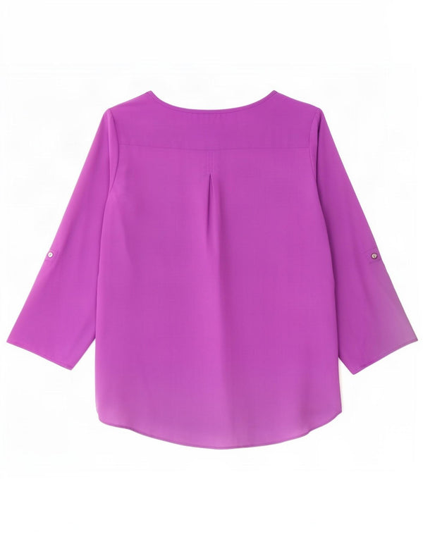 Женский топ Zara с рукавом 3/4, UK 16, большой фиолетовый, полиэстер