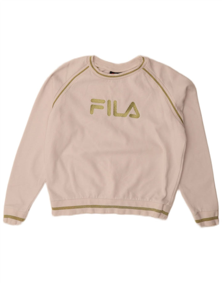 Женский джемпер оверсайз с рисунком Fila UK 10, маленький белый хлопок