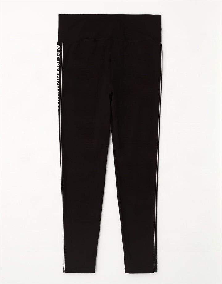 Женские леггинсы с рисунком Dkny UK 14, хлопковые, среднего размера, черные