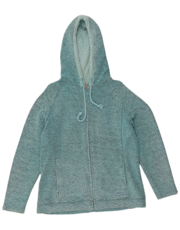 Weird Fish Womens Zip Hoodie Sweater UK 14 Large Turquoise Cotton