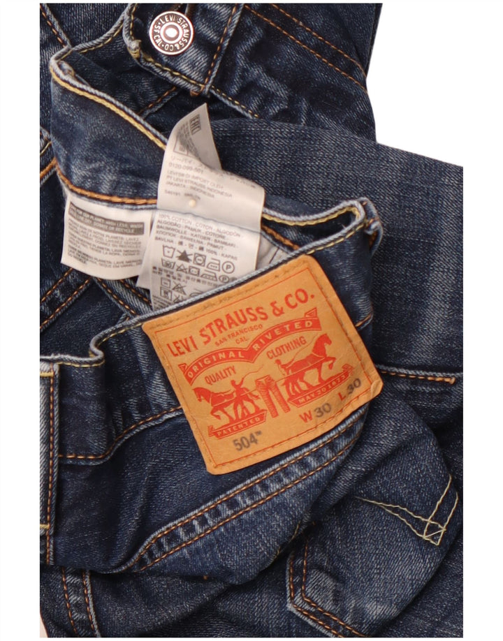 Мужские прямые джинсы LEVI'S 504 W30 L30 синие, хлопок