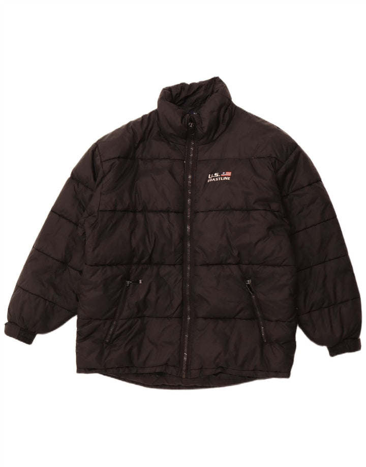 Винтажная мужская стеганая куртка UK 42 XL, черный полиэстер