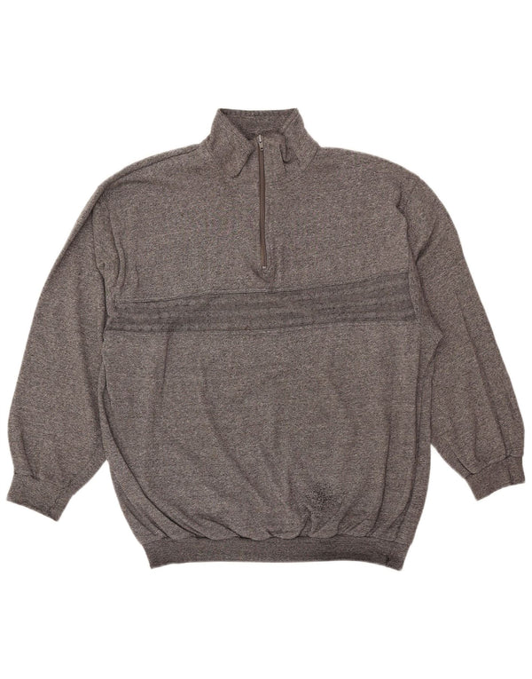 ВИНТАЖНЫЙ женский свитер с воротником на молнии, Великобритания, 18 XL, серый в крапинку