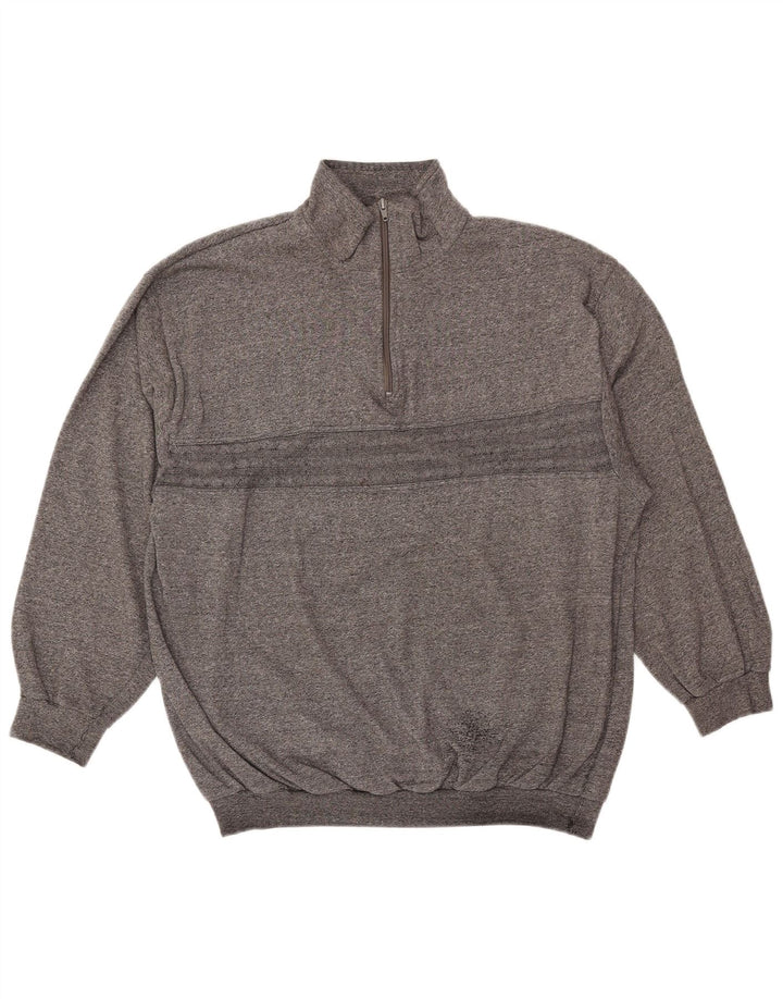 ВИНТАЖНЫЙ женский свитер с воротником на молнии, Великобритания, 18 XL, серый в крапинку