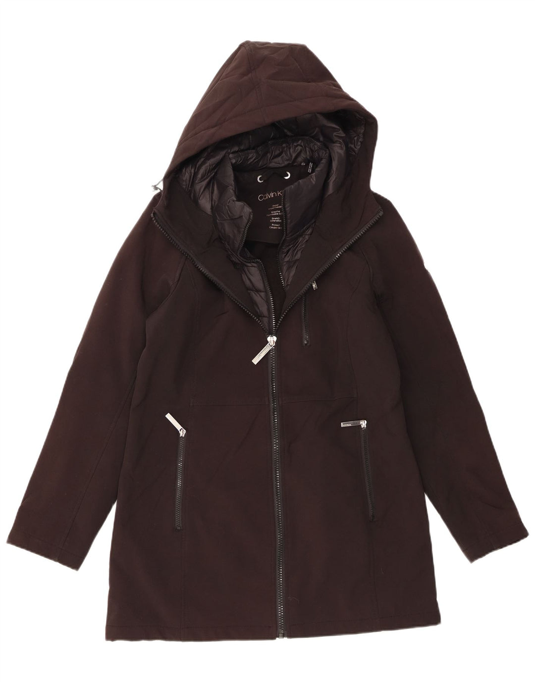 Женская ветровка с капюшоном CALVIN KLEIN UK 14, средний черный полиэстер