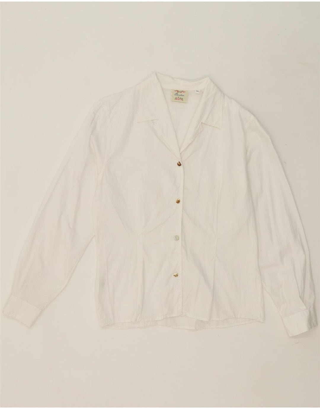 BENETTON Womens Shirt IT 44 Medium White Cotton Vintage Benetton and Second-Hand Benetton from Messina Hembry 