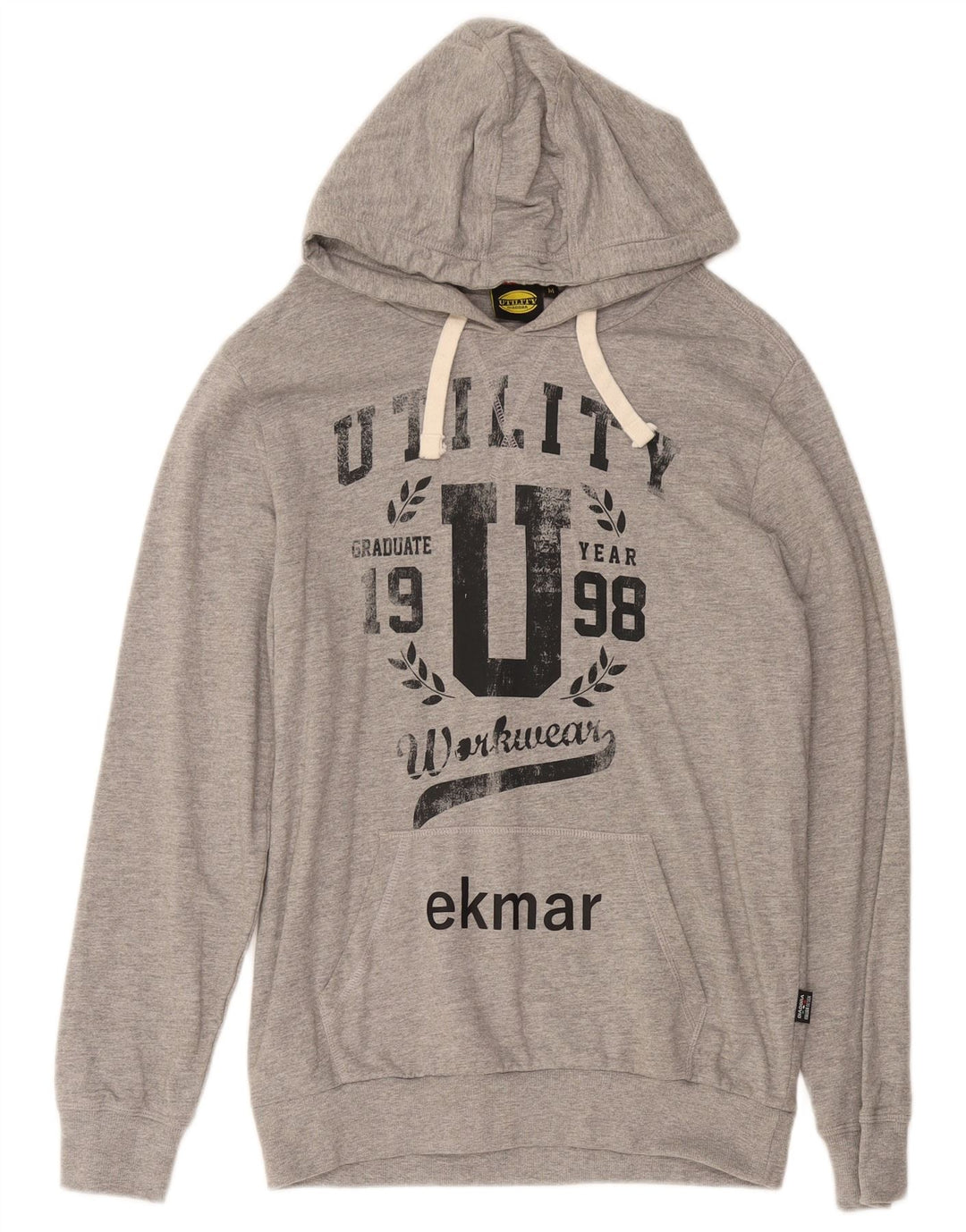 Мужской джемпер с капюшоном Diadora с рисунком, хлопковый, среднего серого цвета