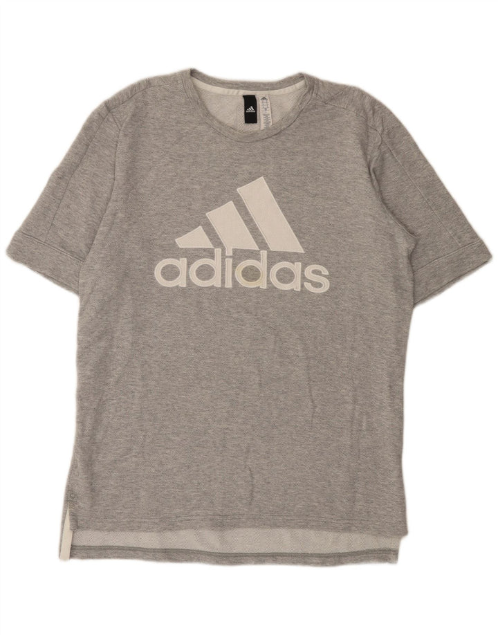 Мужская футболка Adidas с рисунком из хлопка среднего серого цвета с крапинками