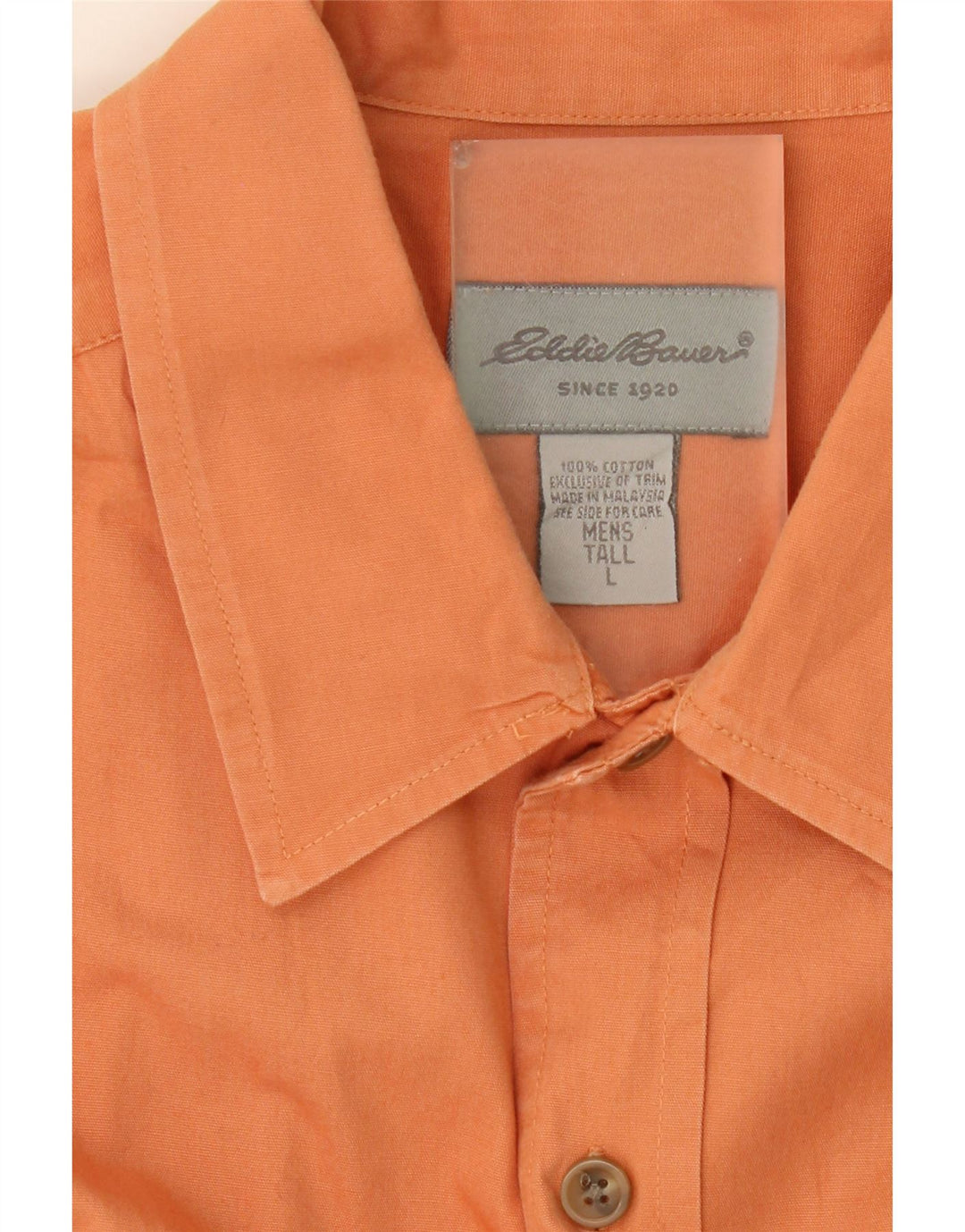 EDDIE BAUER Mens Short Sleeve Shirt Large Orange Cotton Vintage Eddie Bauer and Second-Hand Eddie Bauer from Messina Hembry 