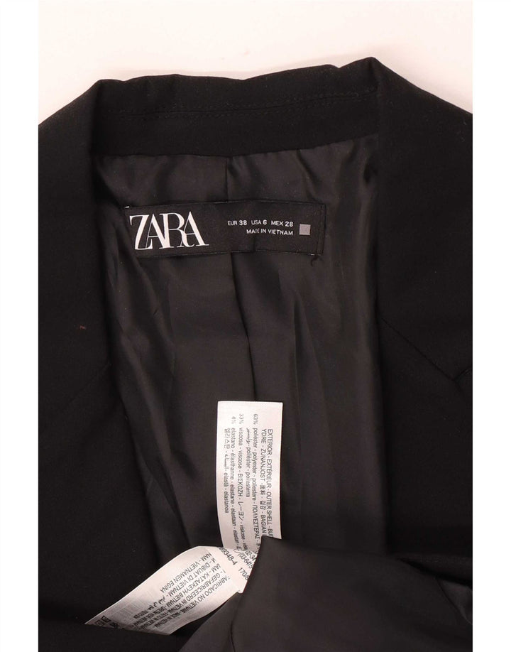 Zara Женский пиджак на 1 пуговице EU 38 Маленький черный полиэстер