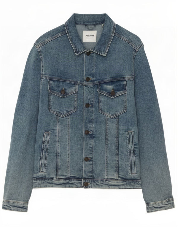 Мужская джинсовая куртка Jack & Jones UK 42 XL, синяя, хлопок