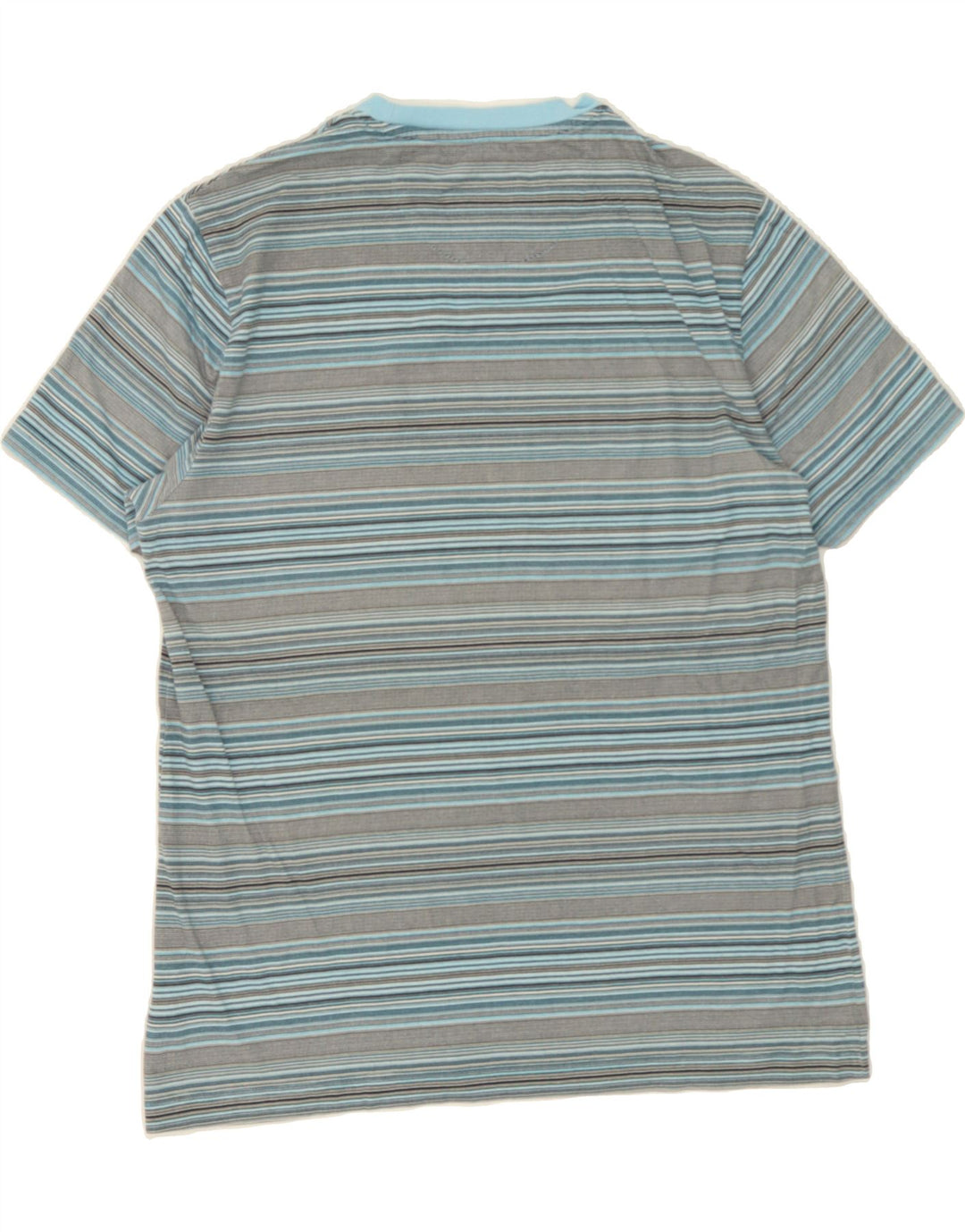 PENGUIN Mens T-Shirt Top Large Blue Striped Cotton Vintage Penguin and Second-Hand Penguin from Messina Hembry 
