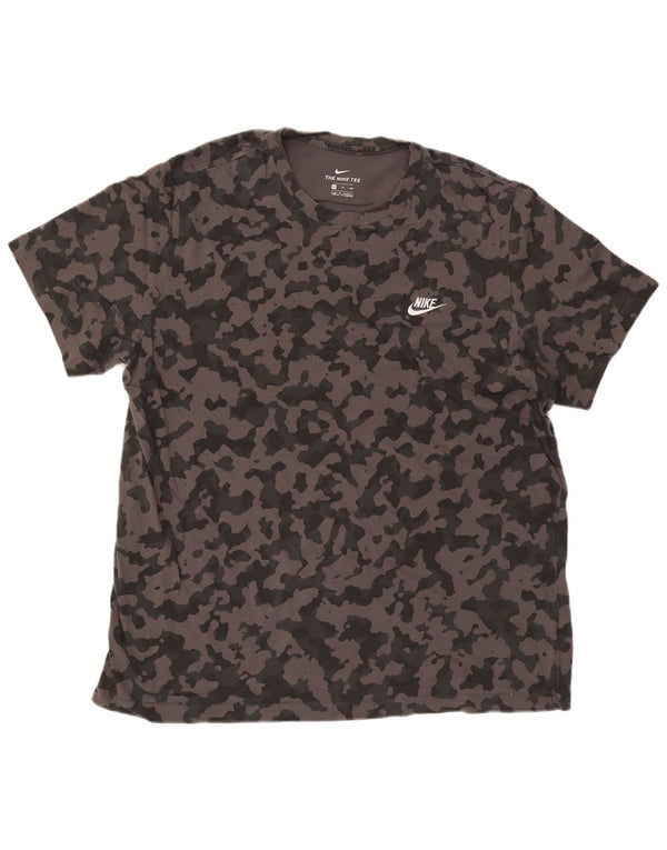 Nike Mens T-Shirt Top 2XL Grey Camouflage Cotton