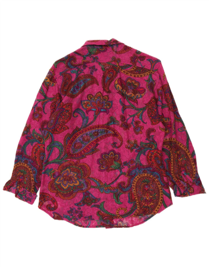 Женская рубашка непринужденной элегантности Sisley IT 42 Medium Pink Paisley Bohemian