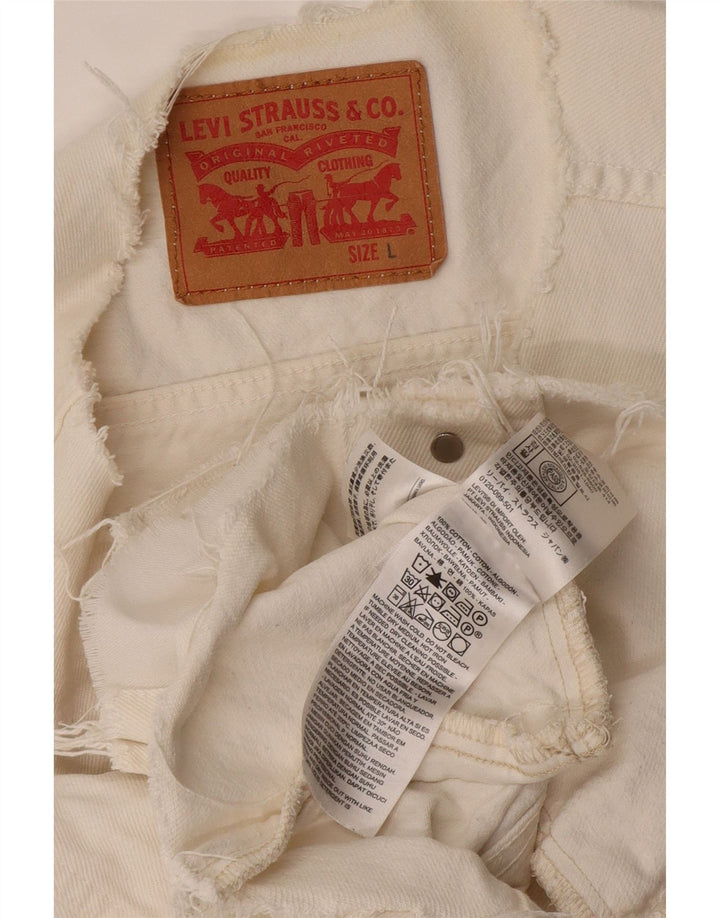 Женский укороченный джинсовый жилет LEVI'S UK 16, большой белый хлопок