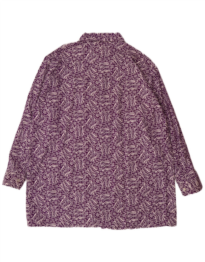 VINTAGE Мужская рубашка с абстрактным узором, размер 44 XL, фиолетовая