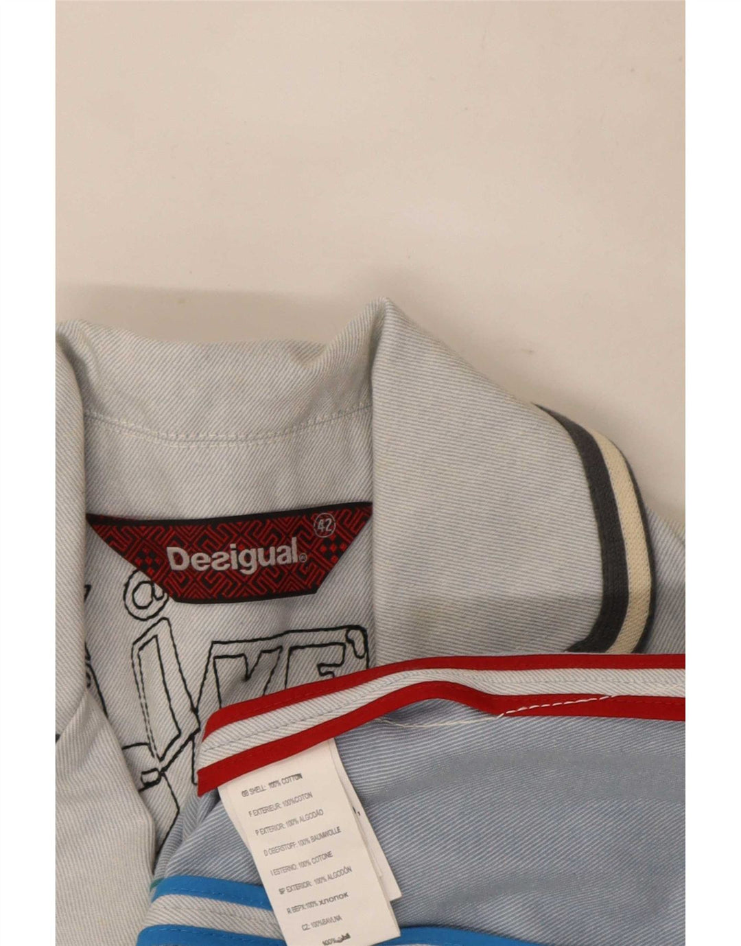Женский пиджак Desigual с 3 пуговицами и графикой, EU 42, большой синий хлопок