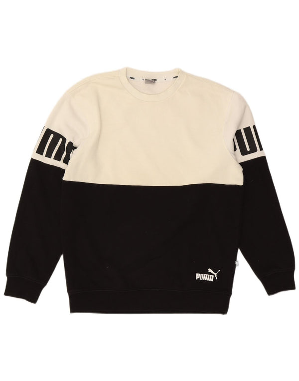 Puma Mens Graphic Sweatshirt Jumper Small Black Colourblock Cotton