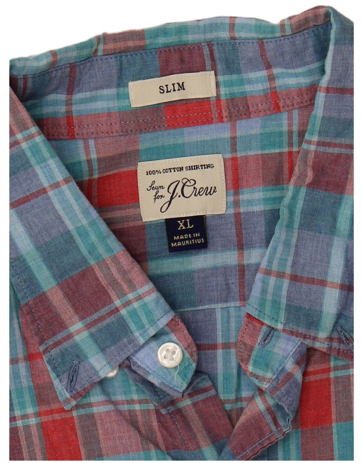Мужская узкая рубашка J. Crew XL, синяя клетка, хлопок