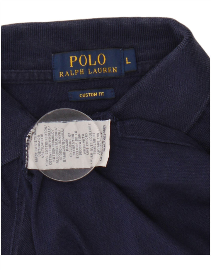 Мужская рубашка поло POLO RALPH LAUREN, темно-синяя, хлопковая, на заказ