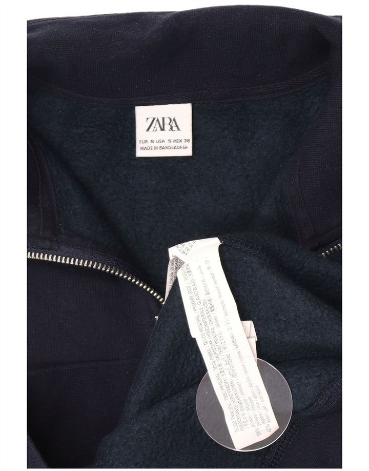 Мужской свитер Zara с воротником на молнии, маленький темно-синий, полиэстер