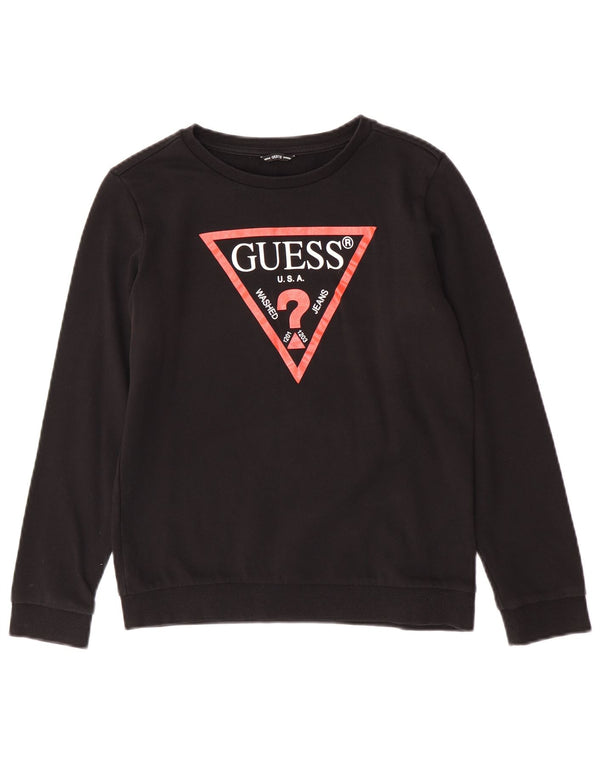 Джемпер с рисунком Guess для девочек 13-14 лет, черный хлопок