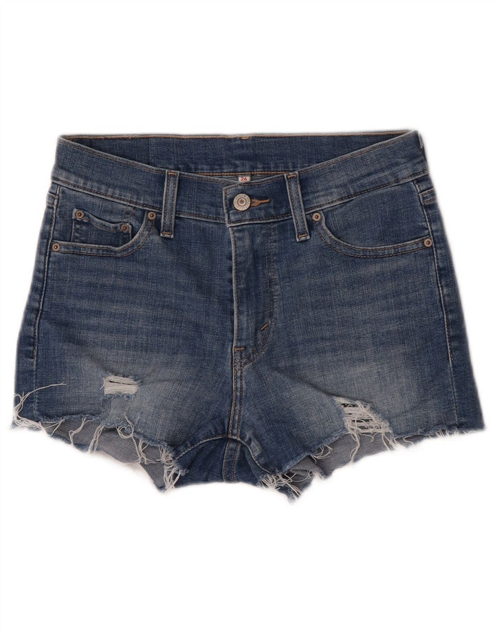 Женские джинсовые шорты Levi's с эффектом потертости W26, маленькие синие