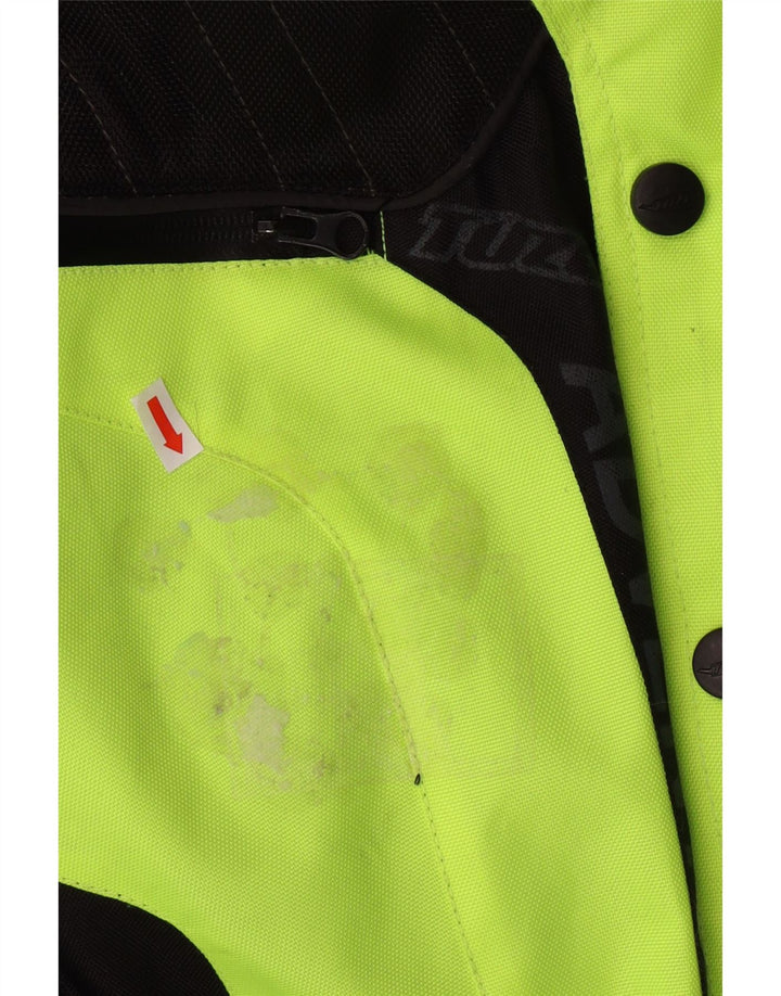 ВИНТАЖНАЯ Мужская куртка-бомбер с рисунком Moto Racer UK 44 2XL, зеленая с цветными блоками