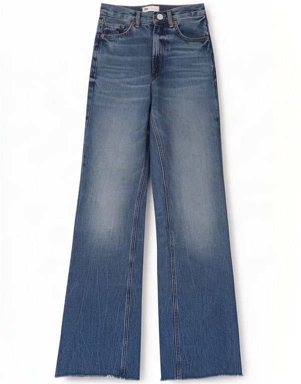 Женские широкие джинсы с высокой талией Zara EU 32 2XS W22 L33, синий хлопок