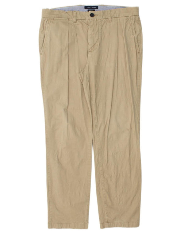TOMMY HILFIGER Мужские брюки-чиносы приталенного кроя W33 L28 Бежевый хлопок