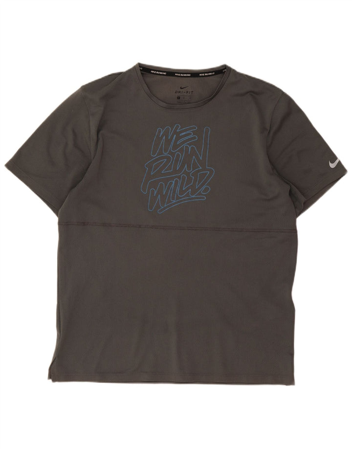 Мужская футболка Nike Dri Fit с графикой, верх из полиэстера среднего серого цвета