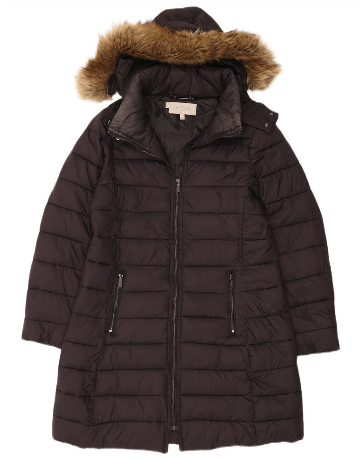 Женское стеганое пальто с капюшоном Hobbs UK 12, средний черный, полиамид